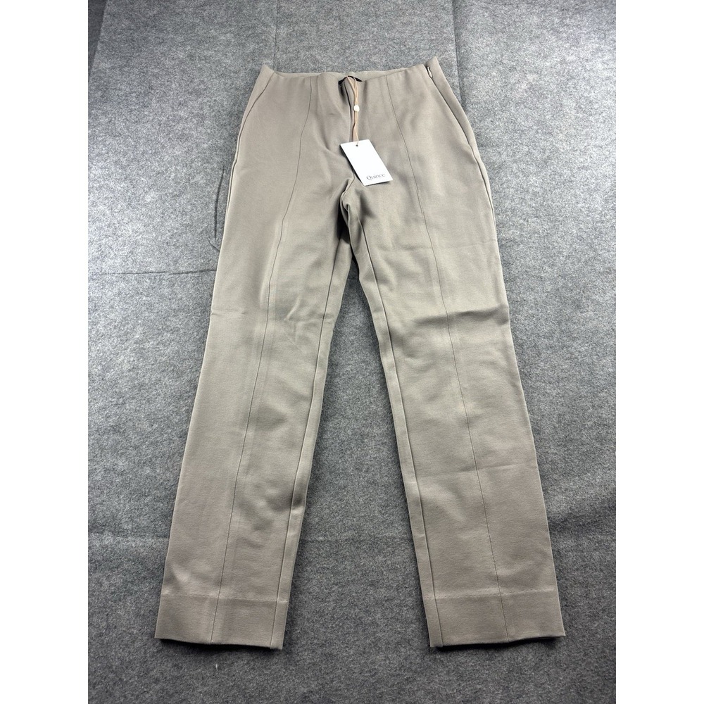 Quince Womens S Stretch Ponte Taper Straight Dress Pant Beige Capsule Minimalist